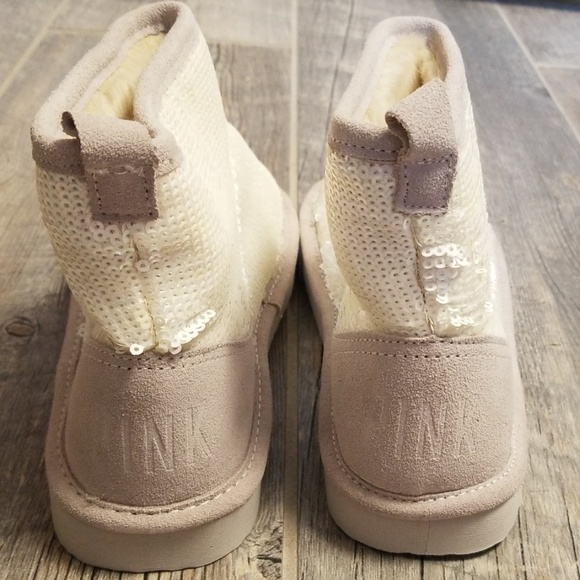 Victoria's Secret PINK Sequin Fur Booties Soes - Picture 3 of 7